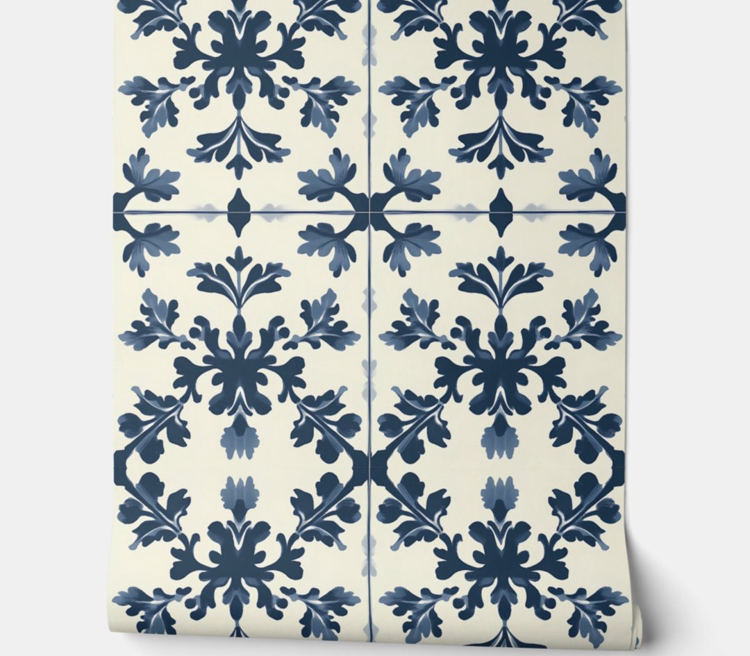 Navy Botanical Grace Peel and Stick Wallpaper