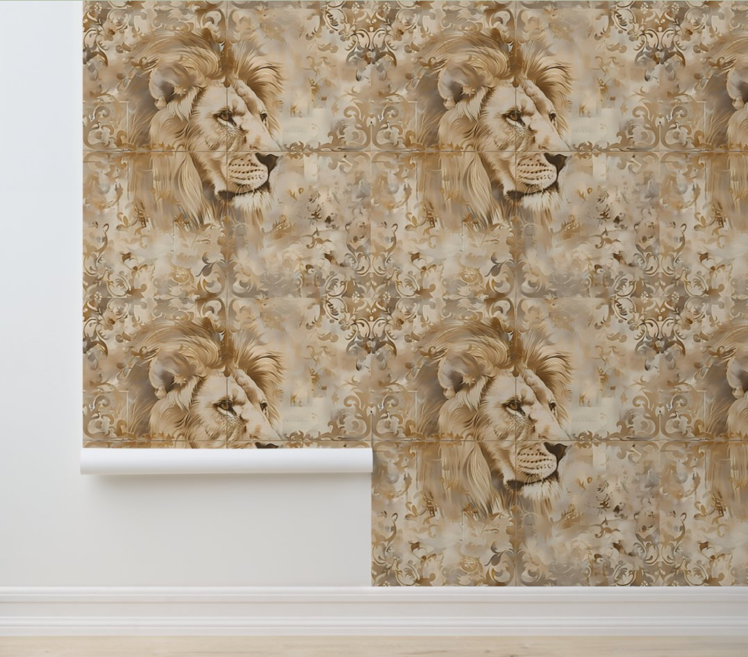 Majestic Lion Profile Peel and Stick Wallpaper