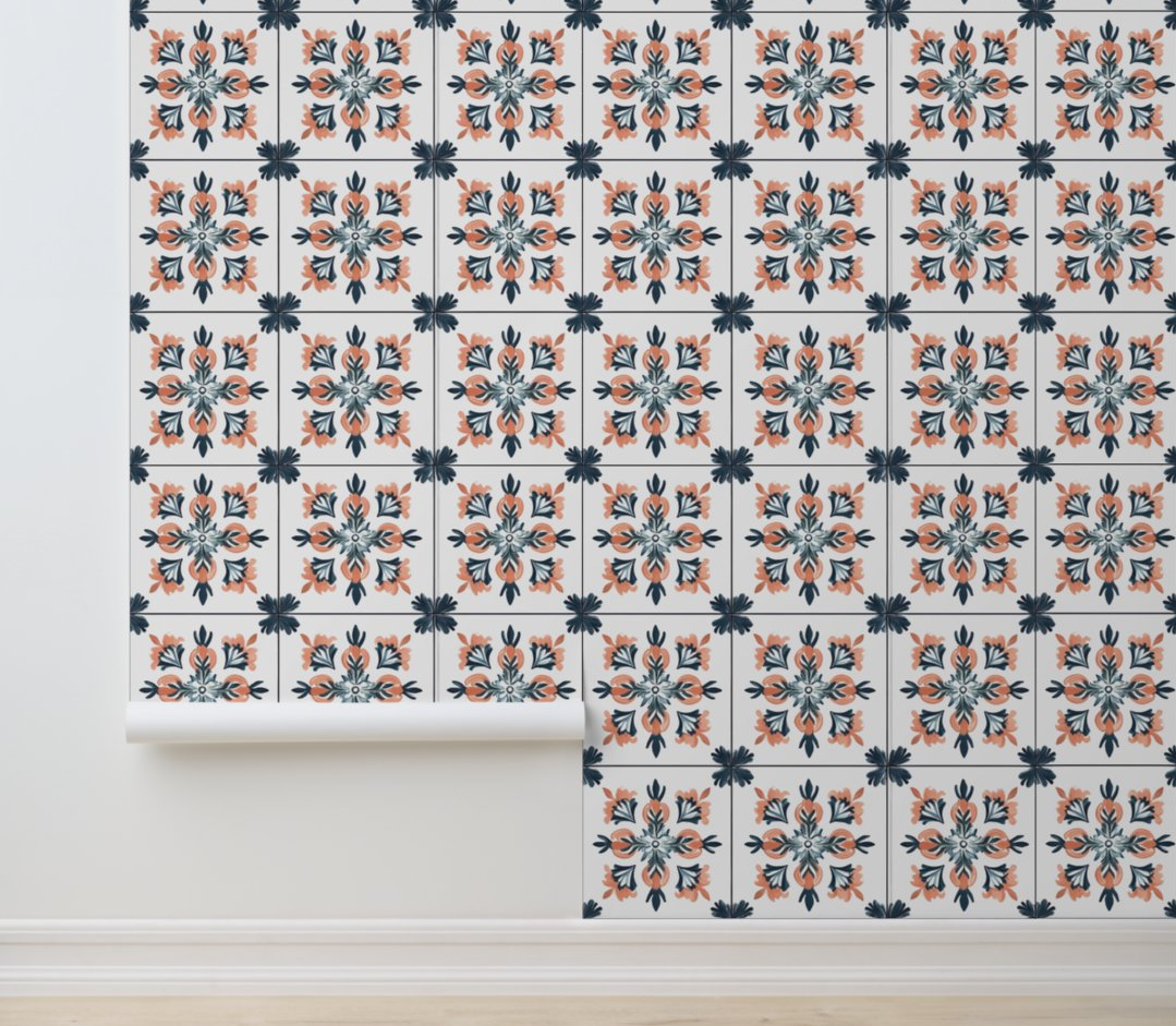 Coral Flourish Peel and Stick Wallpaper