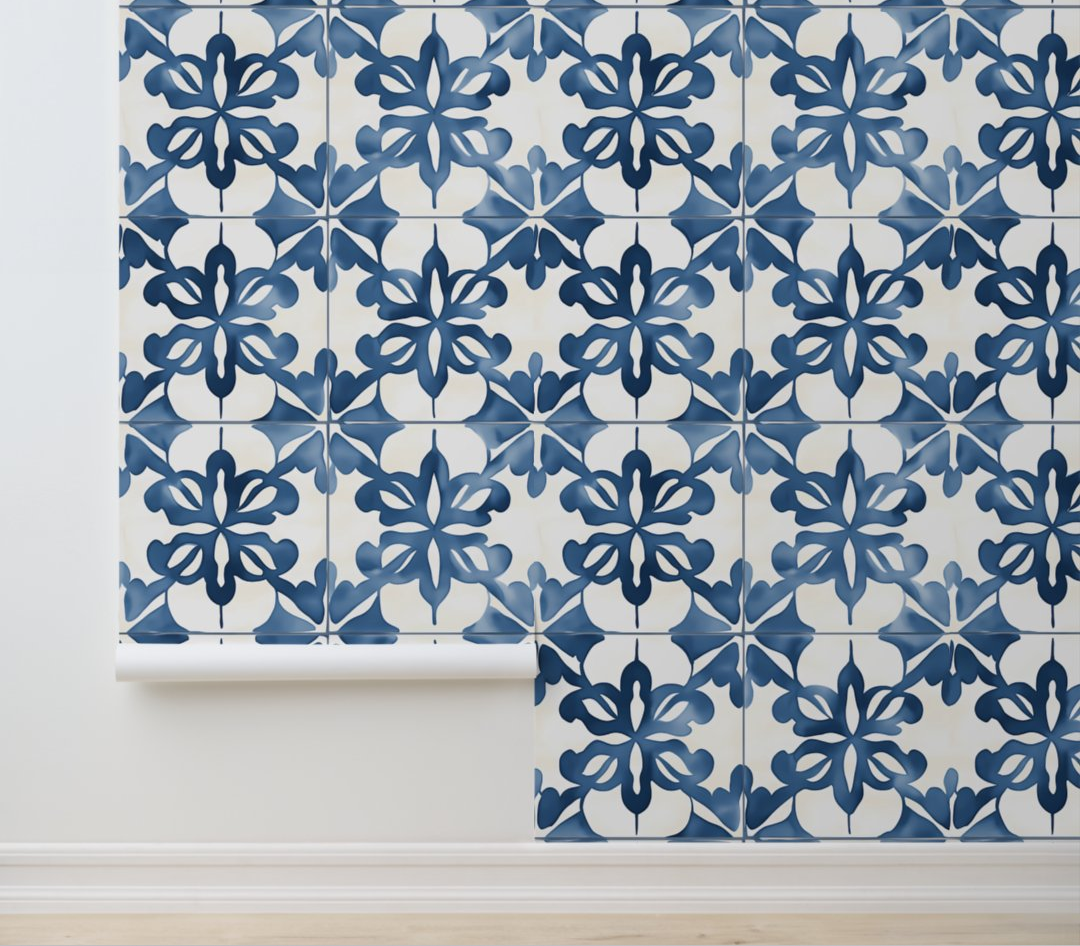 Azure Floral Symphony Peel and Stick Wallpaper 