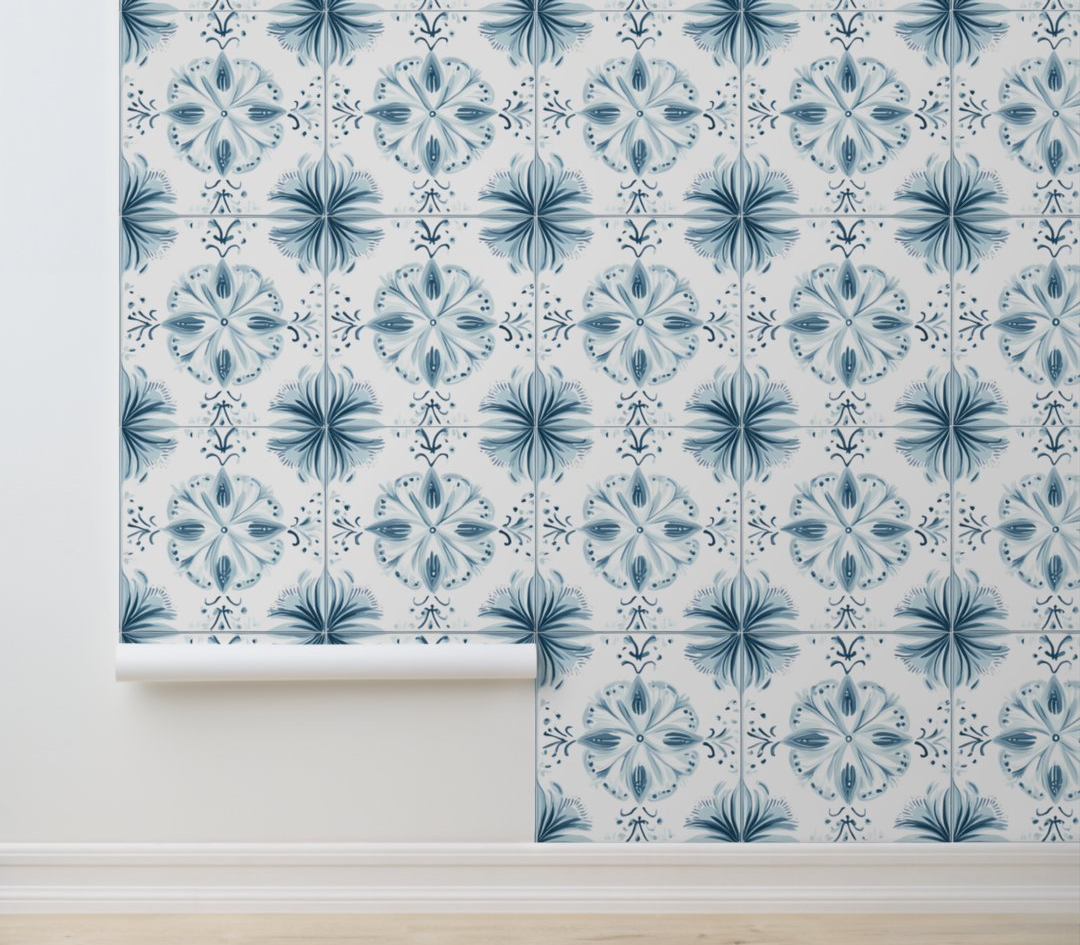 Azure Blossom Medley Peel and Stick Wallpaper 