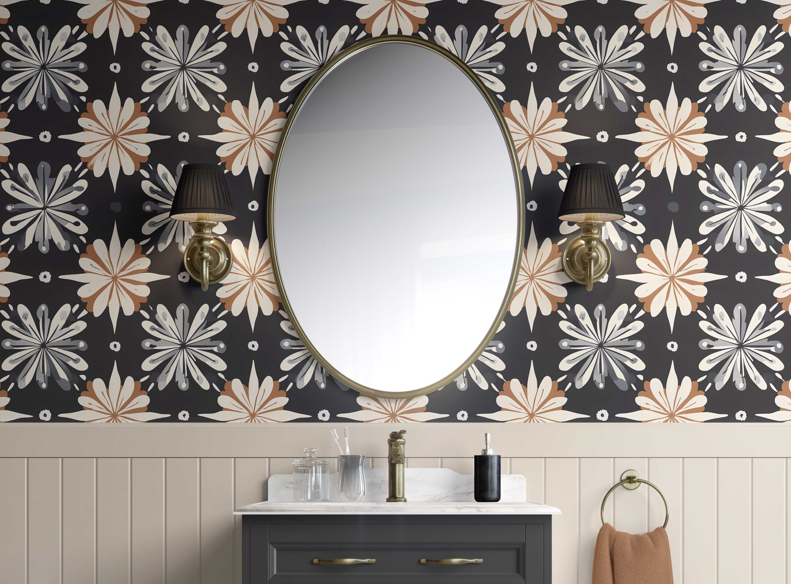 Bathroom Walls Chic Floral Fusion Peel and Stick Wallpaper 