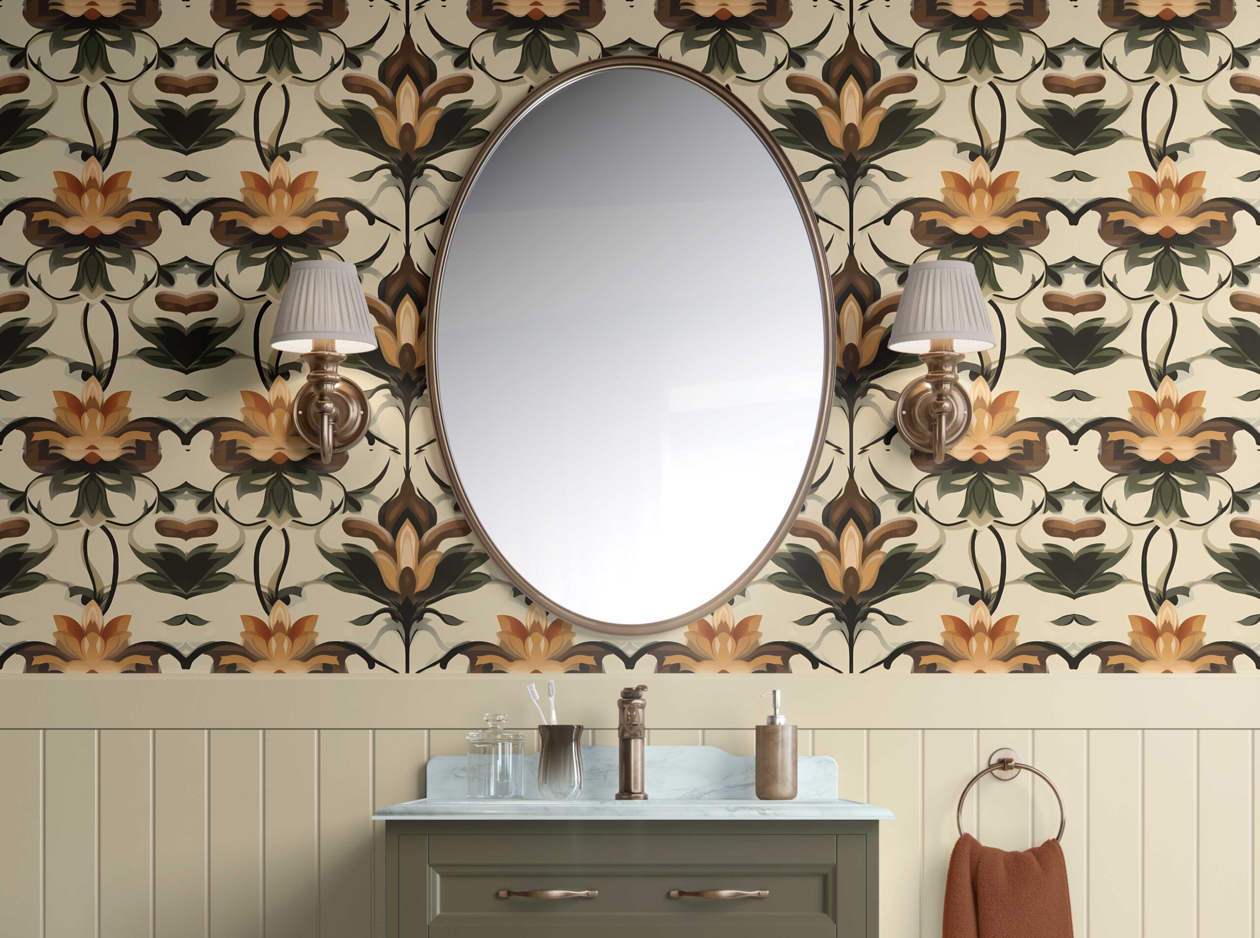 Bathroom Wall Autumn Bloom Elegance Peel and Stick Wallpaper