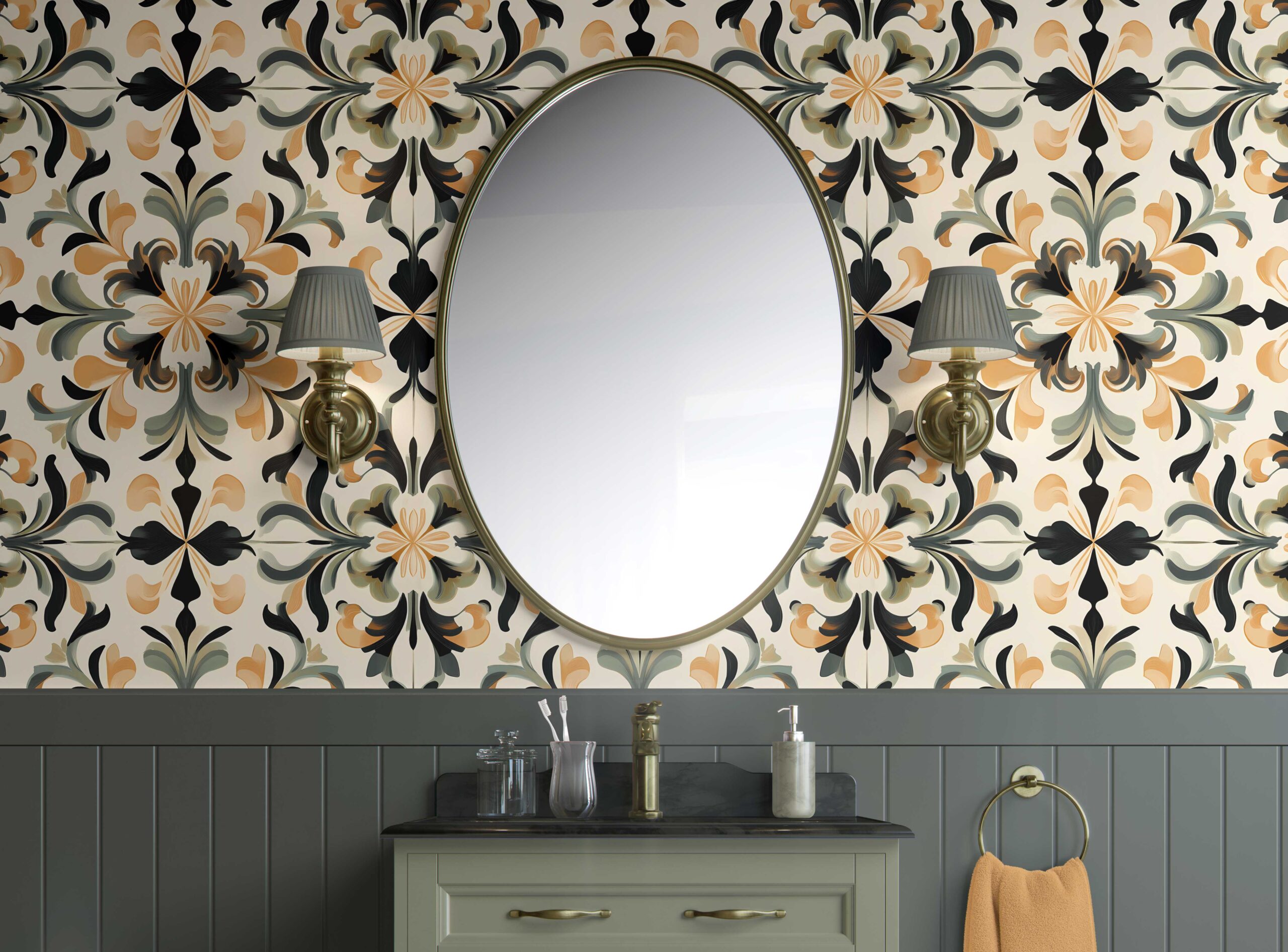 Bathroom Walls Golden Harmony Peel and Stick Wallpaper