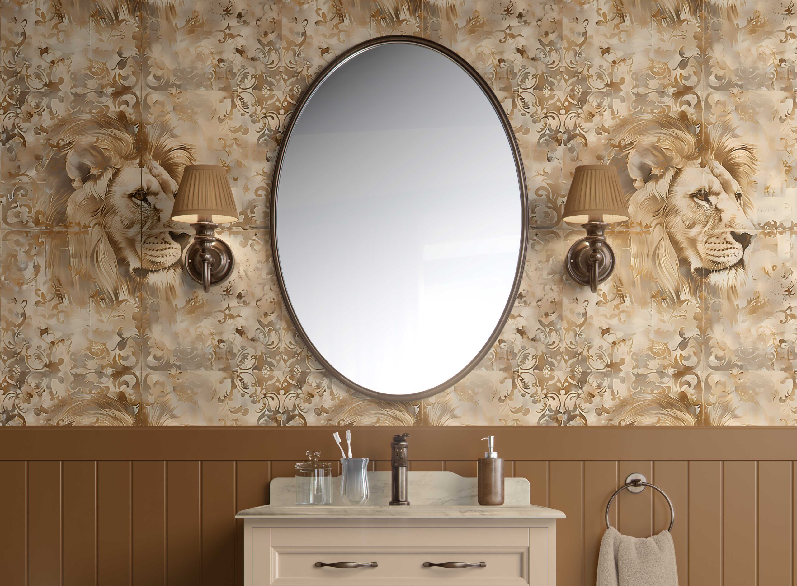 Bathroom Walls Majestic Lion Profile Peel and Stick Wallpaper