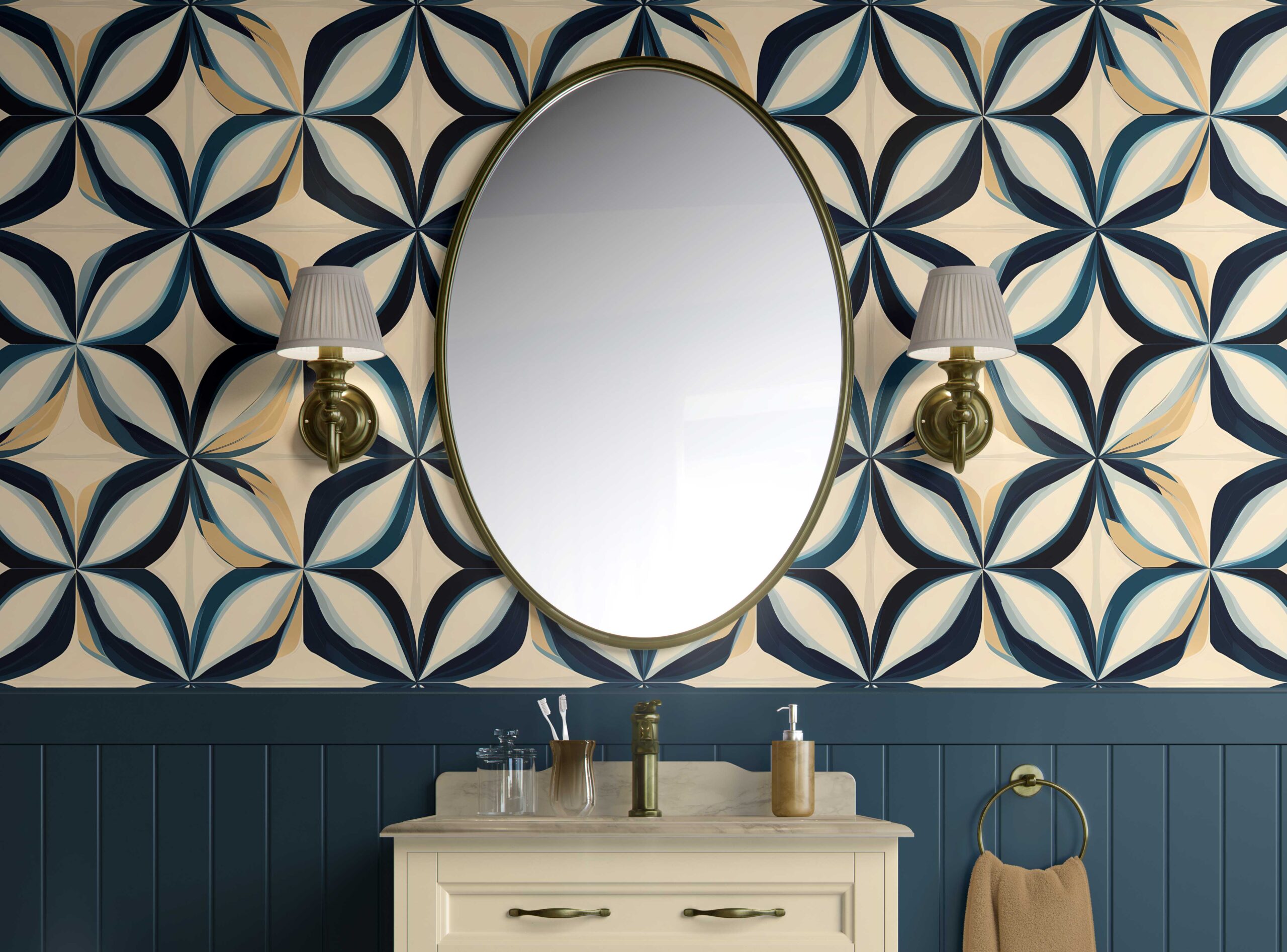 Bathroom Walls Midnight Petal Twist Peel and Stick Wallpaper