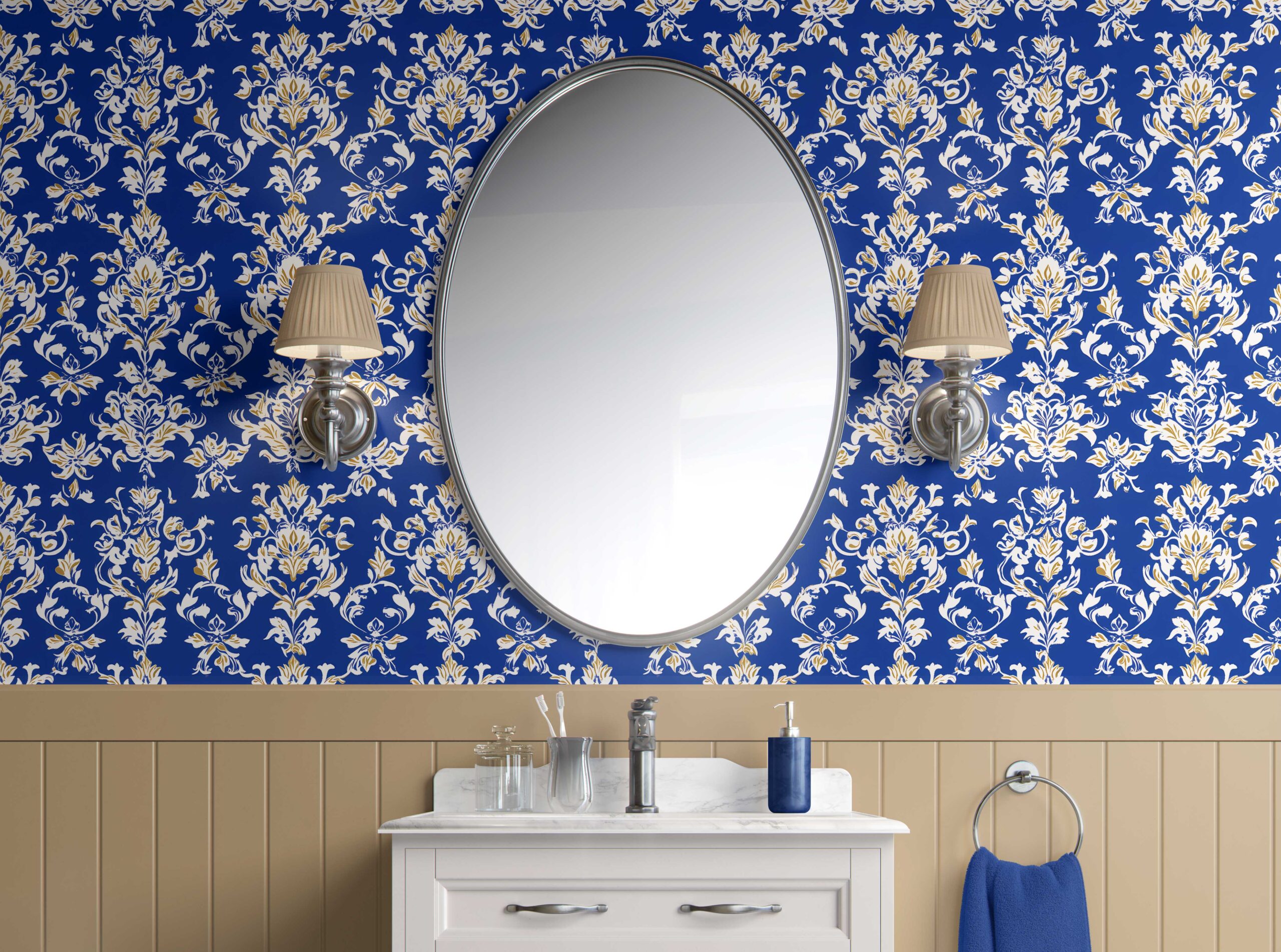Bathroom Wall Regal Elegance Peel and Stick Wallpaper 