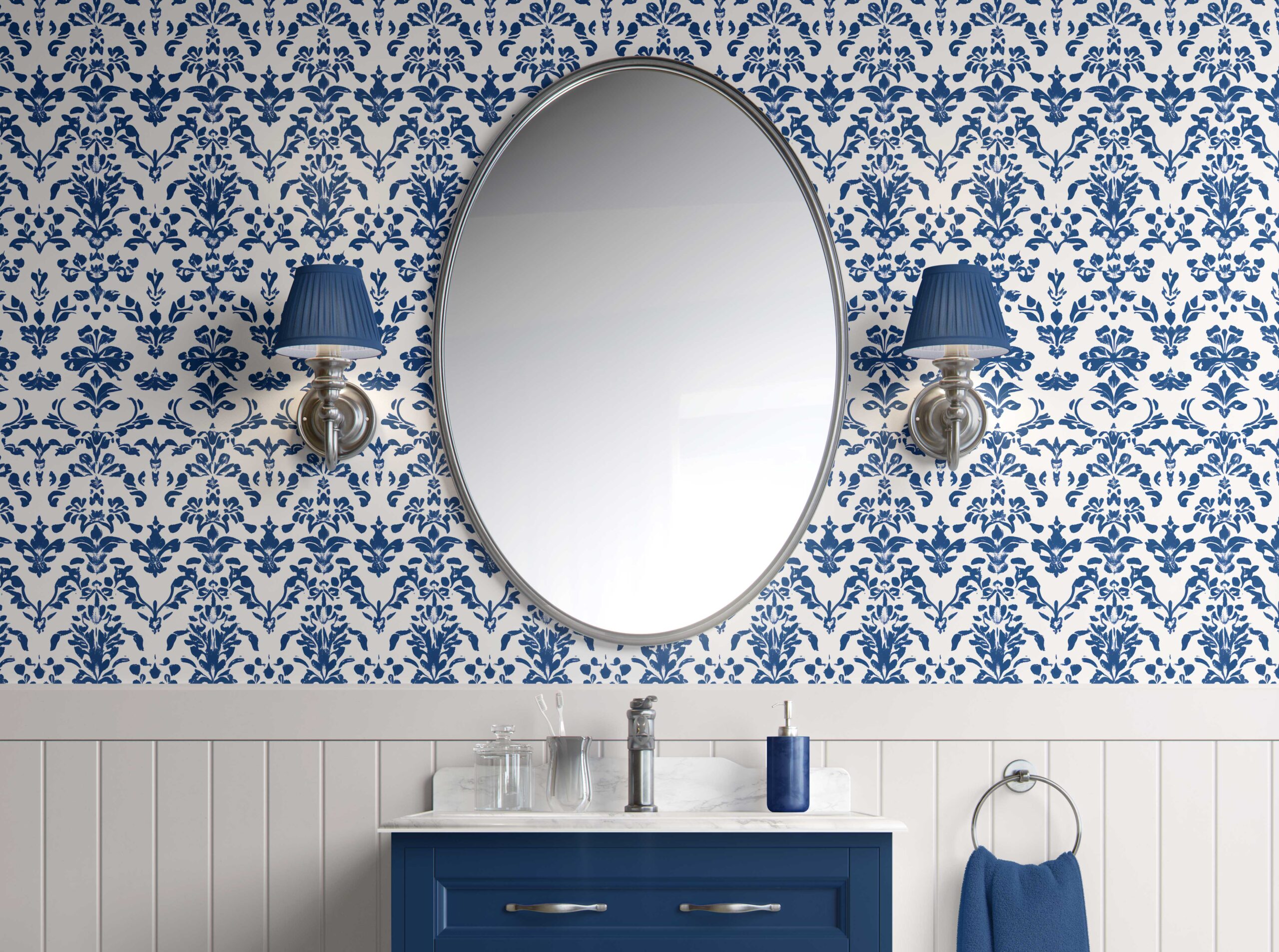 Bathroom Walls Royal Heritage Floral Peel and Stick Wallpaper 
