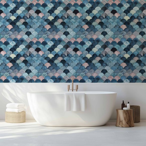 Bathroom—Modern-Wave-Pattern-lr peel and stick wallpaper for bathroom