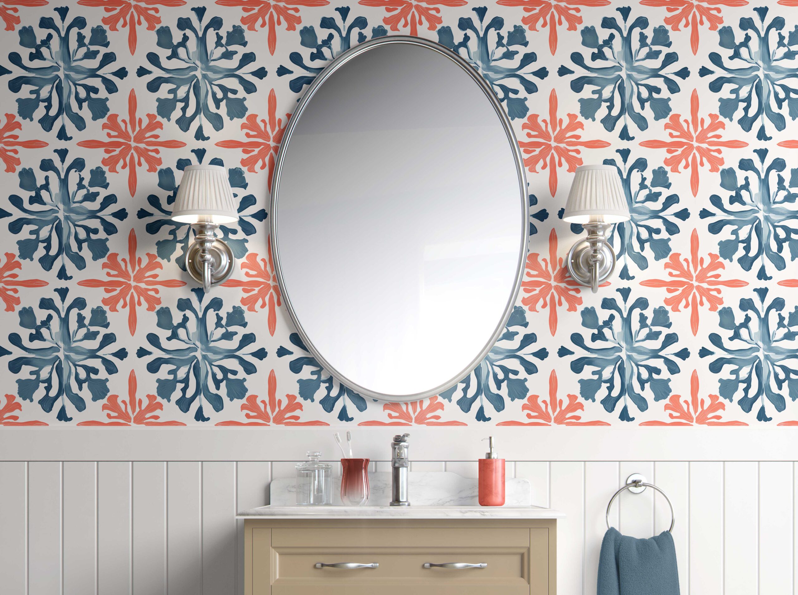 Coral Sea Breeze Peel and Stick Wallpaper