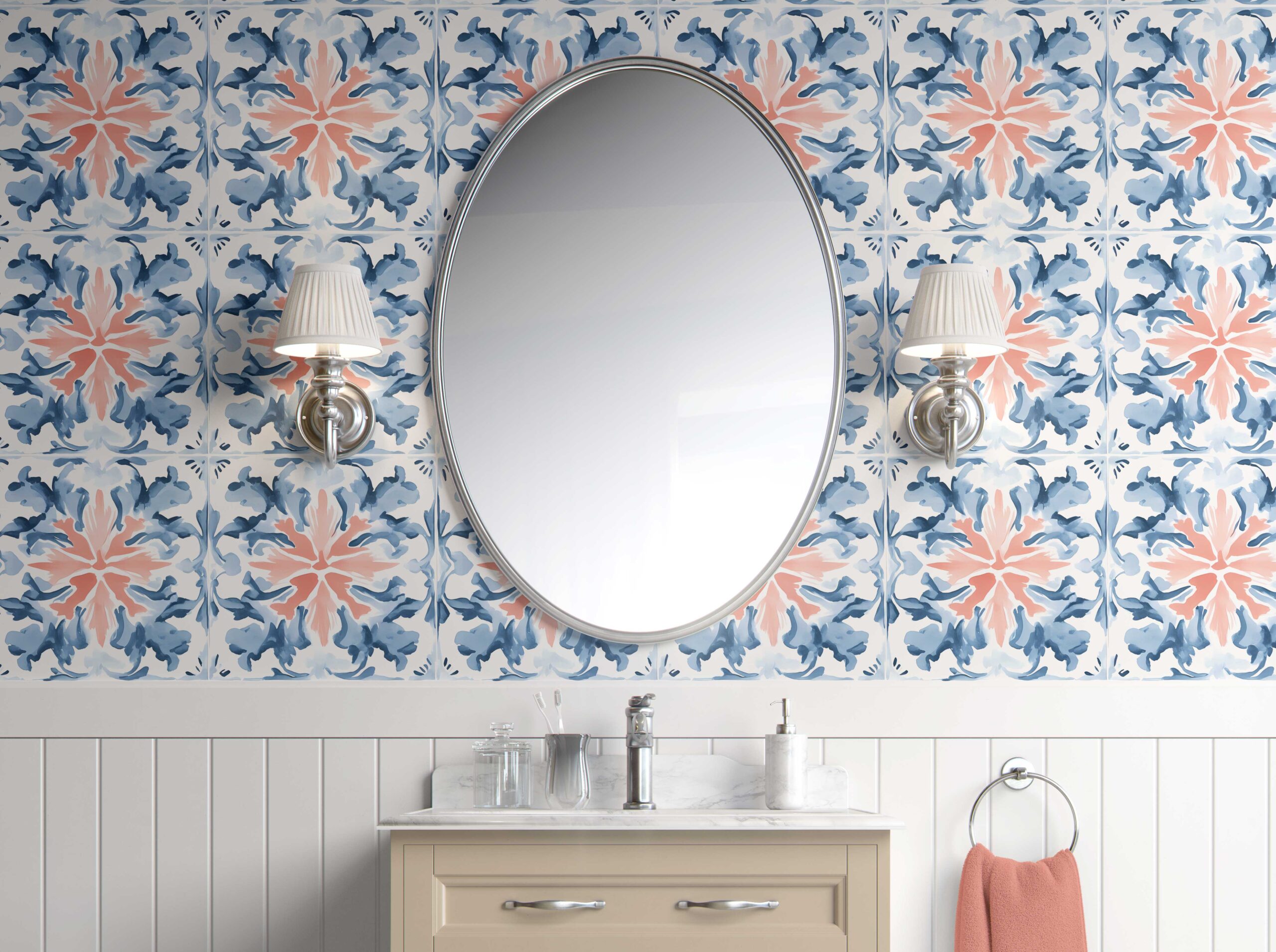 Coral Sea Breeze Peel and Stick Wallpaper