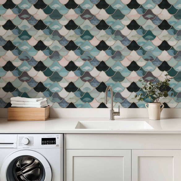 Laundry-Room—Elegant-Scales-Pattern-lr peel and stick wallpaper laundry room
