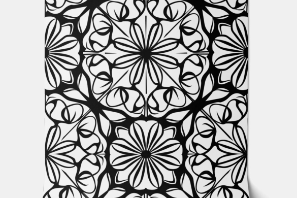 Monochrome Bloom peel and stick wallpaper