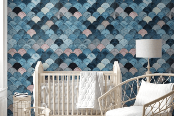 Oceanic Scales Nursery Peel & stick wallpaper coastal