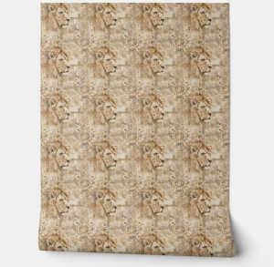 Regal Lion Essence Mini - Gold, Beige - Traditional Style Wallpaper
