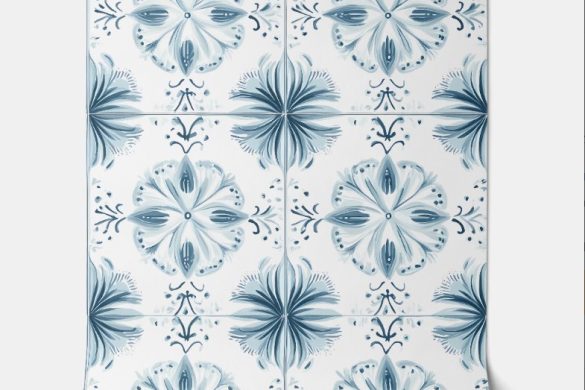 Soft Teal Blossom Medley coastal peel & stick wallpaper