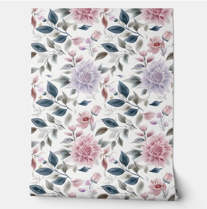 Whimsical Bloom: Pink and Purple Floral Peel and Stick Wallpaper