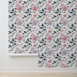 Enchanted Garden - Pink, Purple, Blue - Organic ModernFloral Wallpaper