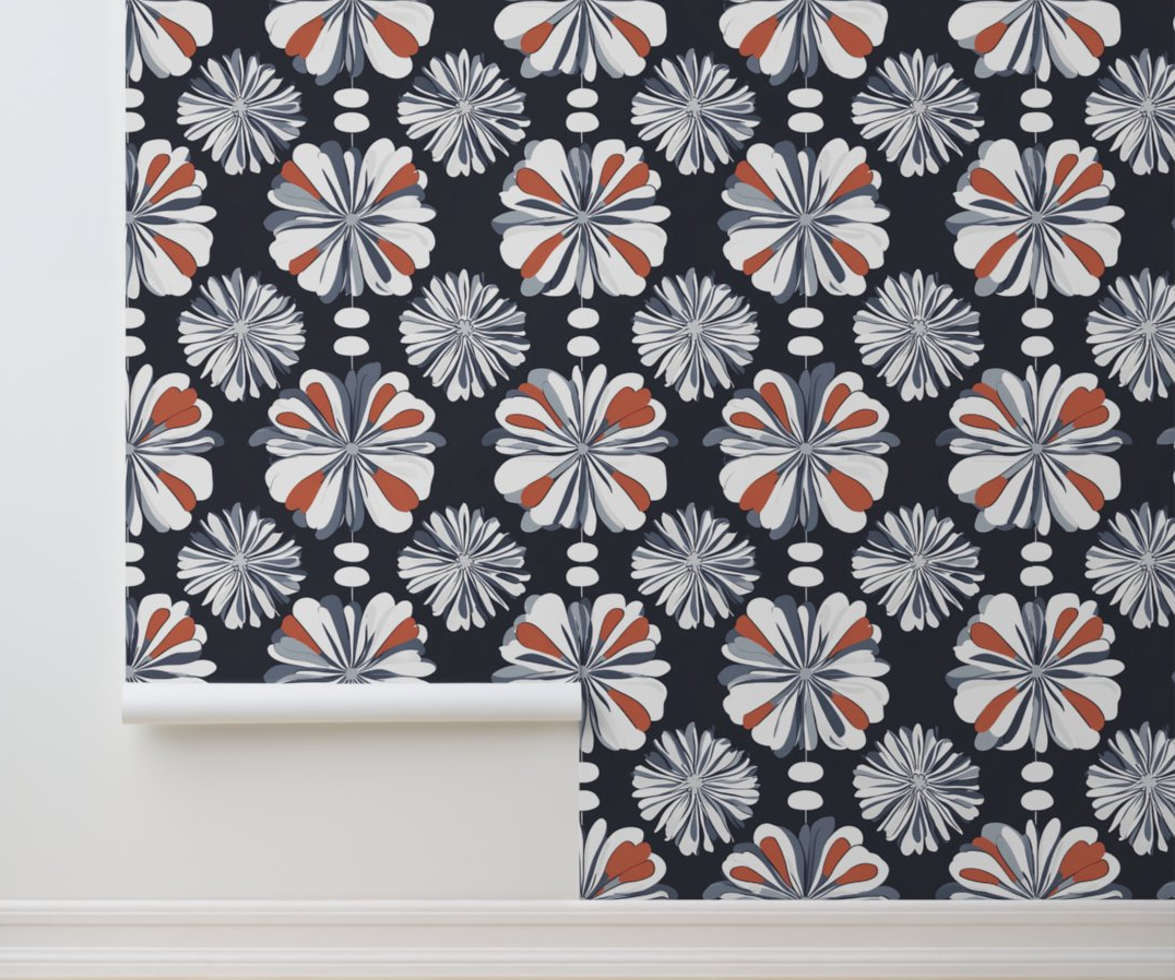 Modern Floral Burst Peel and Stick Wallpaper 
