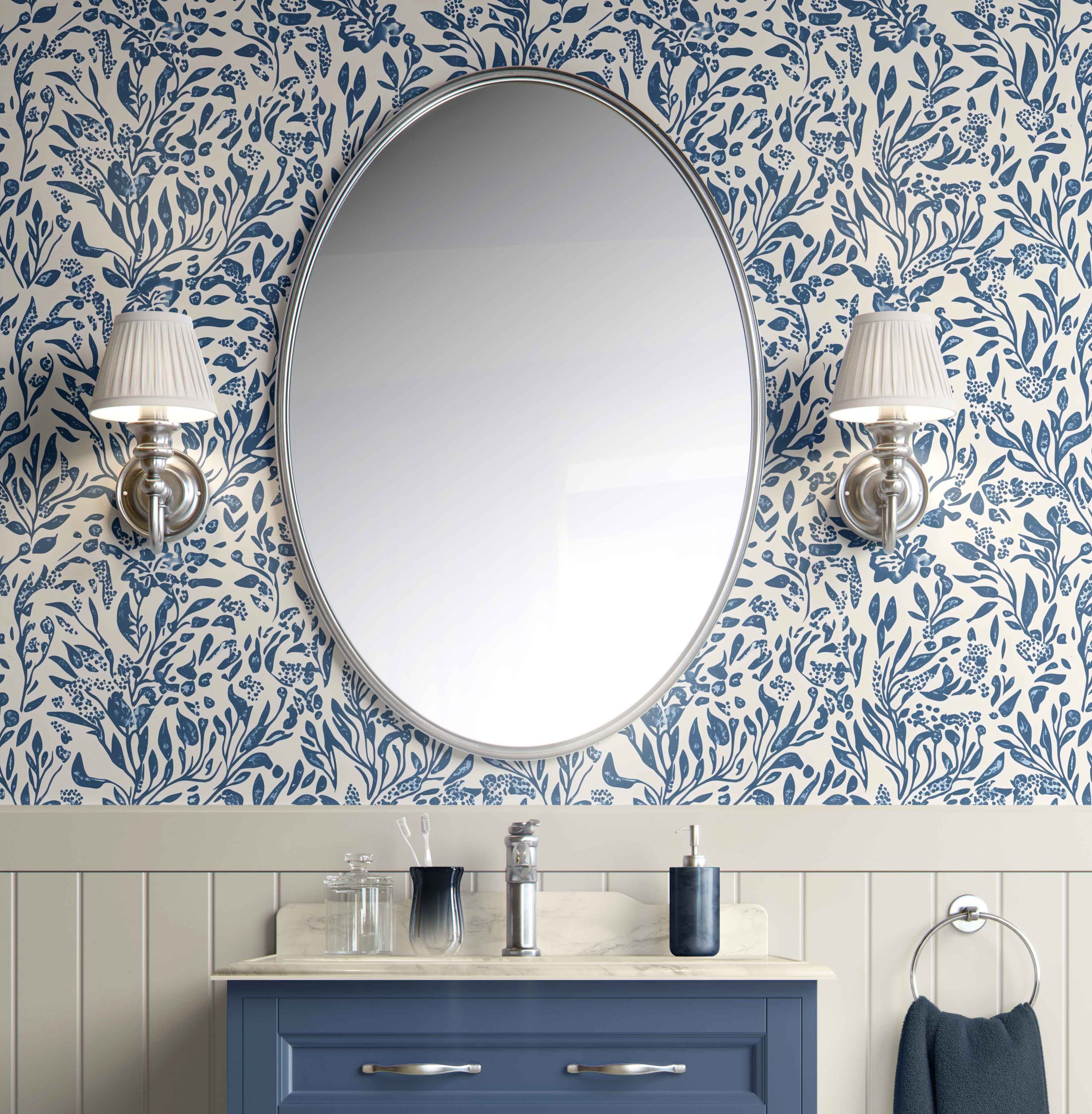 Botanical Serenity - Blue and White - Coastal