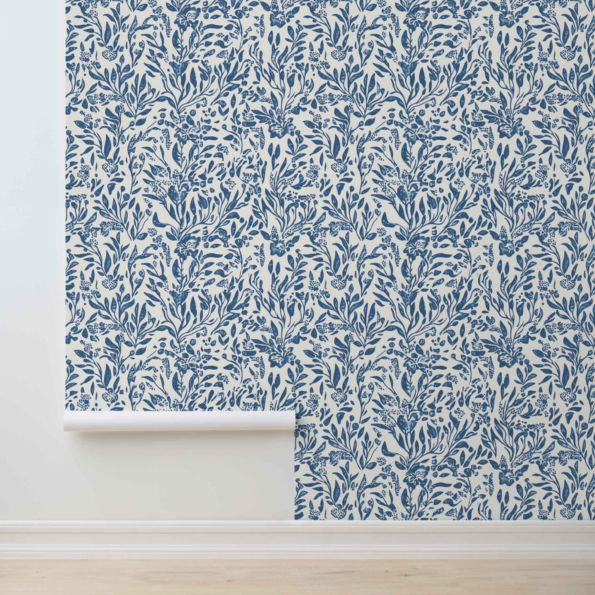 Botanical Serenity - Blue and White - Coastal