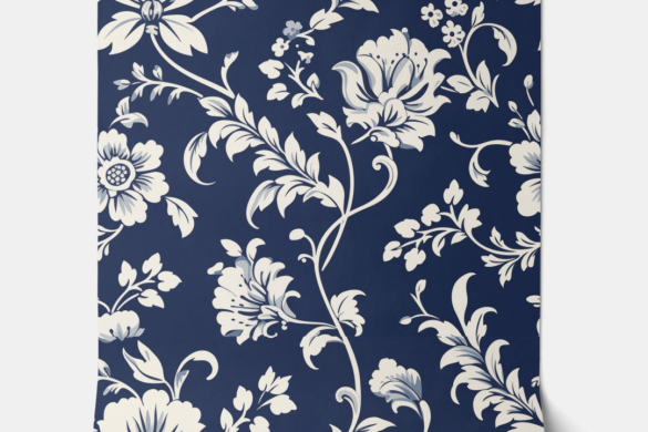 Midnight Garden - Blue and White - Traditional Peel and Stick Wallpaper