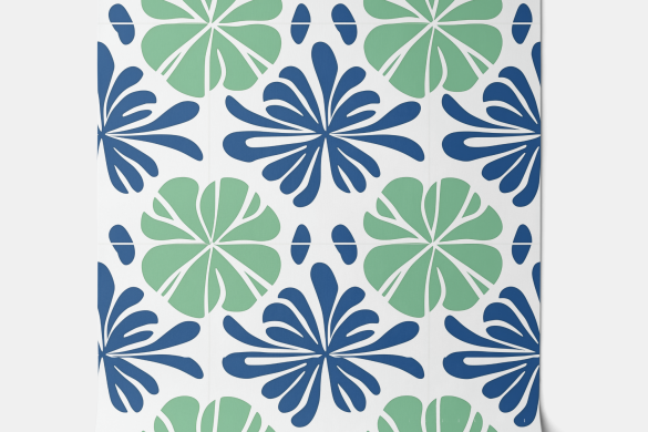 Coastal Leaf Harmony - Blue and Green - Coastal Peel and Stick Wallpaper