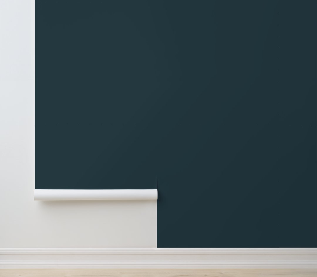 Deep Teal Serenity - Dark Teal - Modern Peel and Stick Wallpaper