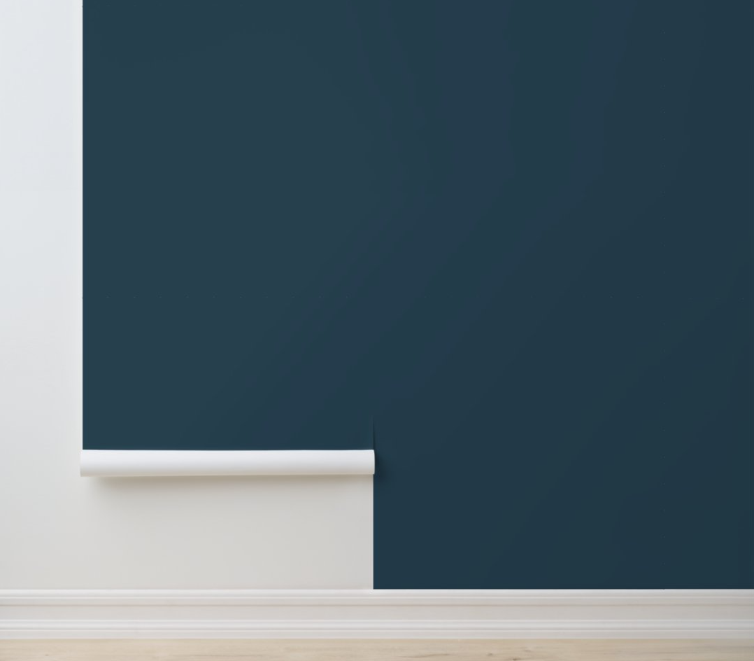 Deep Ocean Blue - Navy Blue - Modern Peel and Stick Wallpaper