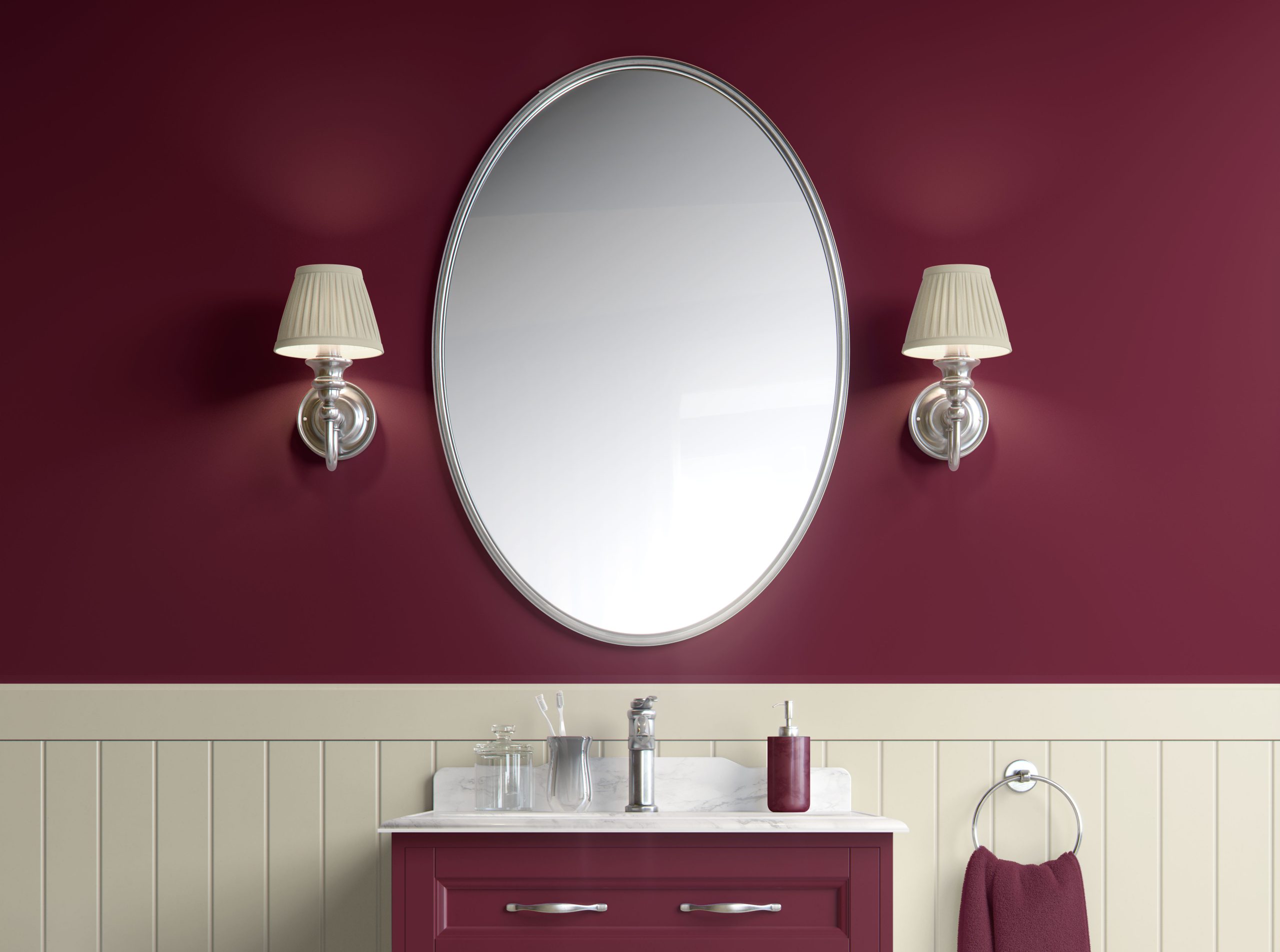 Rich Burgundy Minimalism - Burgundy - Modern Chic Peel and Stick Wallpaper
