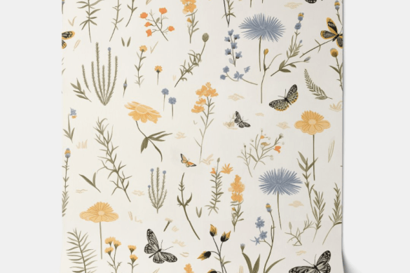 Wildflower Meadow - Soft Cream and Multicolor - Cottagecore Peel and Stick Wallpaper