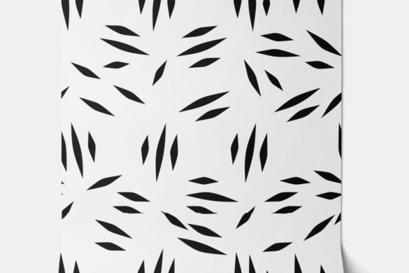 Minimal Ink Petals - Black and White - Minimalist Peel and Stick Wallpaper