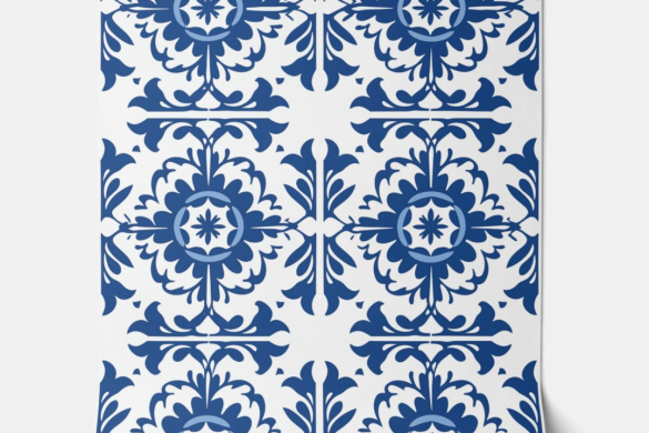 Portuguese Tile Harmony - Blue and White - Traditional Peel and Stick Wallpaper