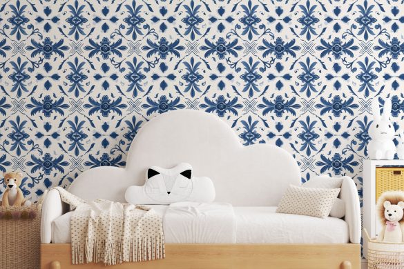 Nursery-1-Portuguese-Azulejo-Elegance-peel and stick wallpaper bedroom ideas