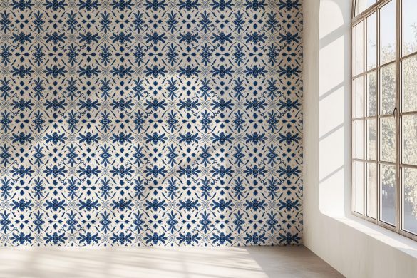 Portuguese Azulejo -blue peel and stick wallpaper