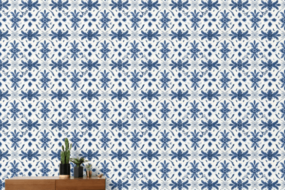 Portuguese Azulejo - blue peel and stick wallpaper