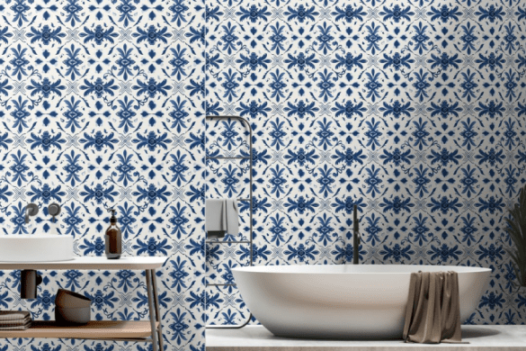 Portuguese Azulejo - renter friendly wallpaper