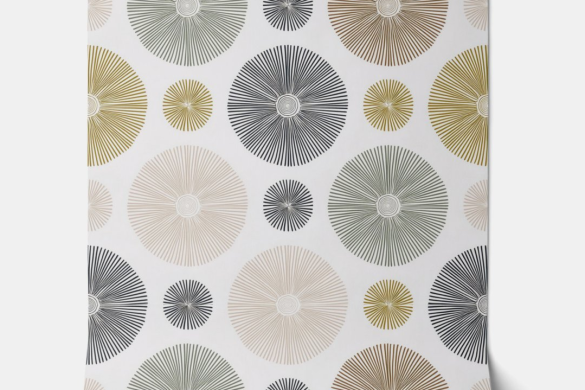 Sunburst Radiance - Black, Gold, and Ivory - Bohemian Peel and Stick Wallpaper