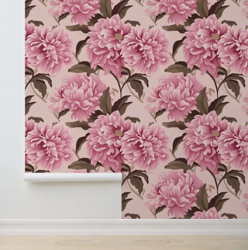 Blush Bloom Elegance - Blush Pink and Taupe - French Country
