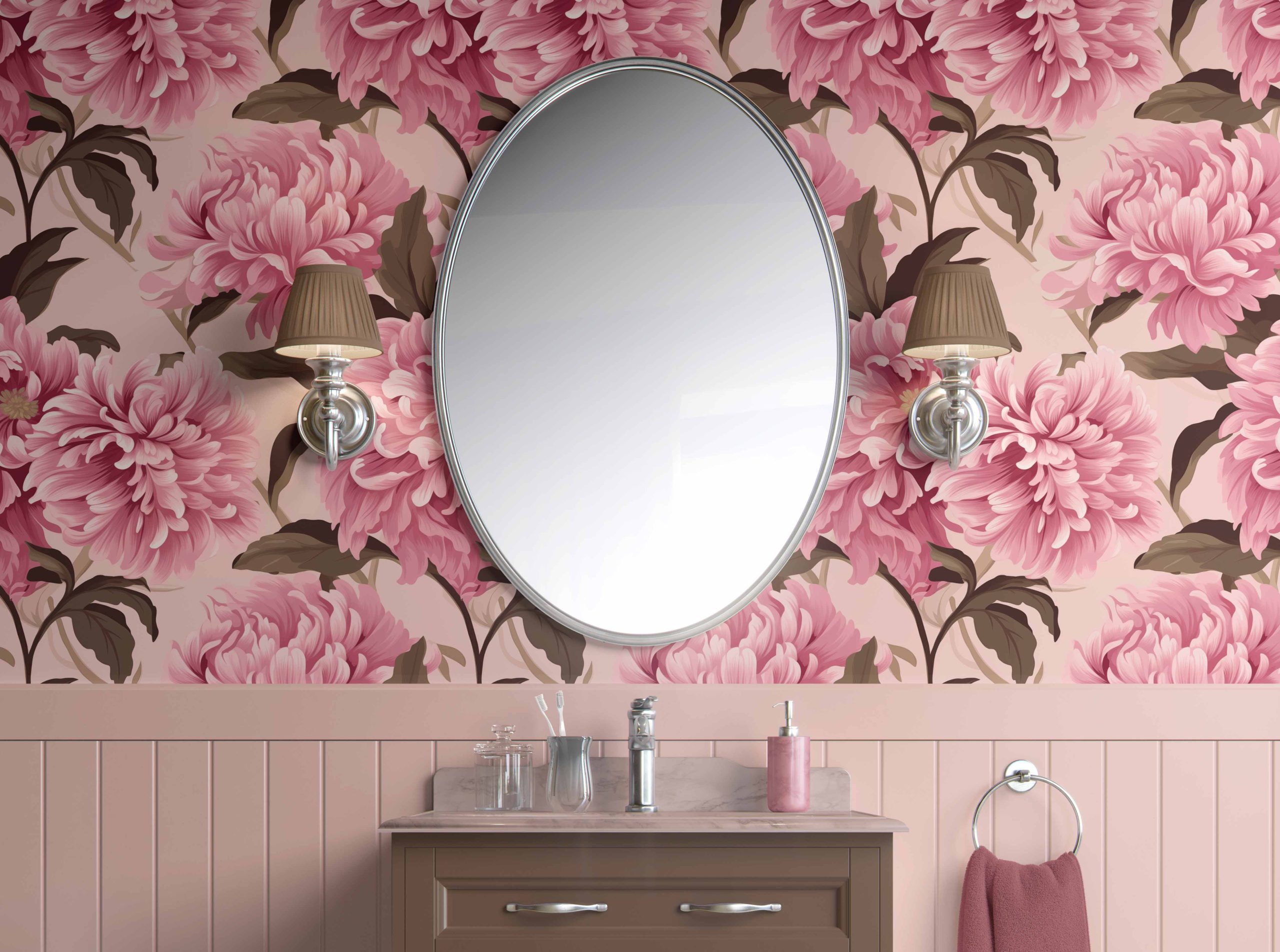 Blush Bloom Elegance - Blush Pink and Taupe - French Country