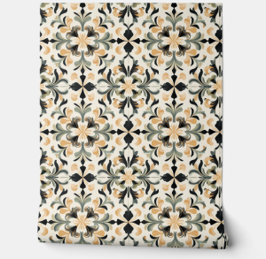 Golden Flourish Petite - Gold, Black, Sage - Traditional