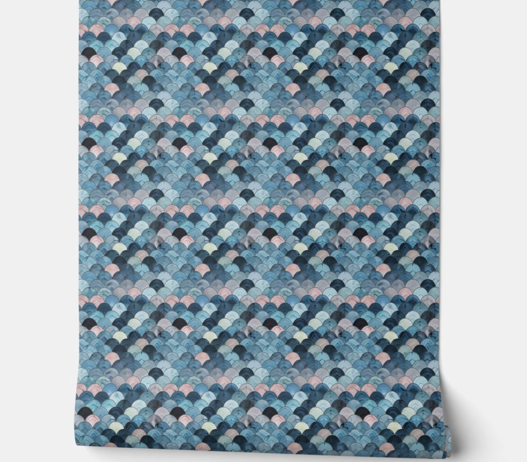 Oceanic Scales Mini - Blue, Pink, Gray - Coastal
