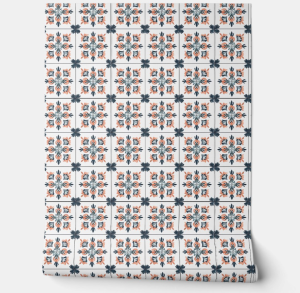 Sunset Blossom Petite - Coral, Navy, White - Traditional