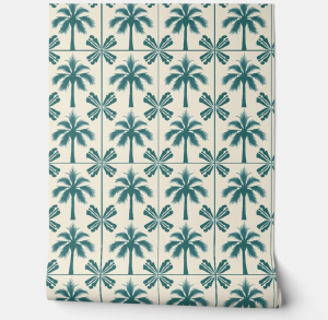 Tropical Palm Escape Petite - Green, Beige - Coastal