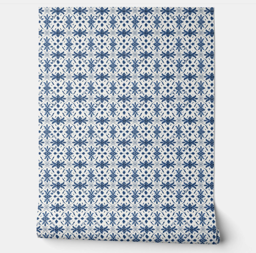 Portuguese Azulejo Elegance Mini - Blue and Off-White 
