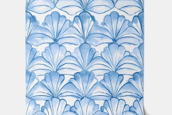 Aqua Fan Breeze Coastal peelable wallpaper design