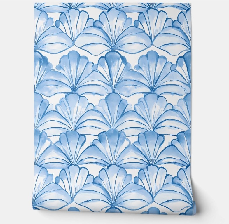 Aqua Fan Breeze Coastal peelable wallpaper design