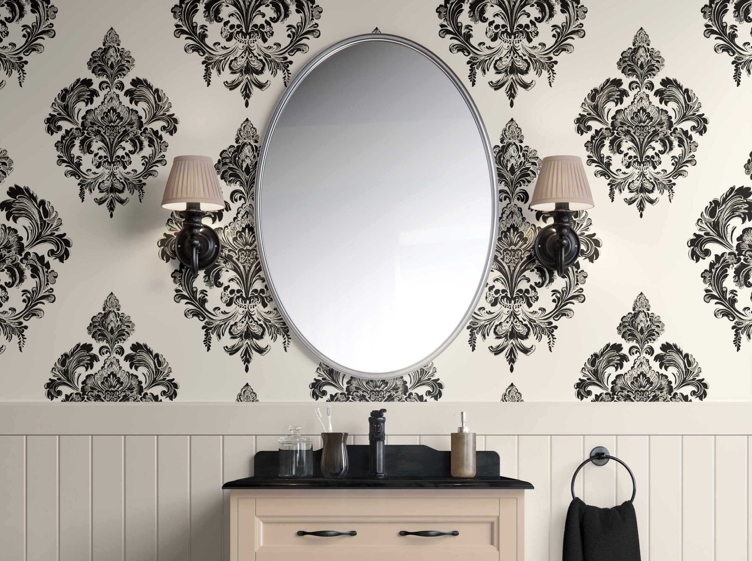 Baroque Grandeur-easy removable wallpaper for bathroom