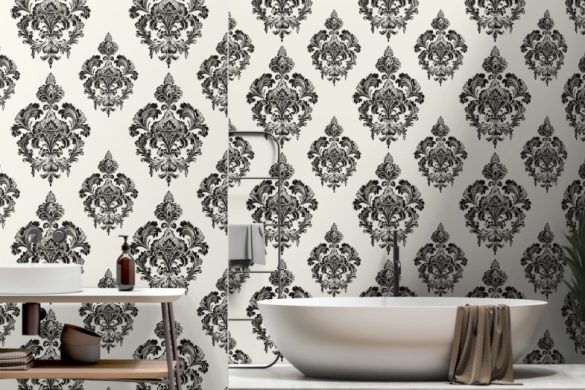 Baroque Grandeur peel and stick wallpaper for bathroom Baroque Grandeur peel and stick wallpaper for bathroom