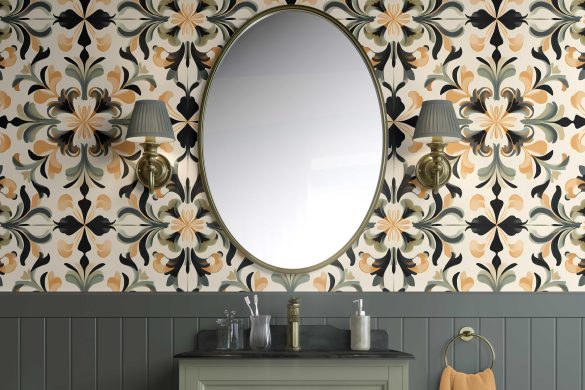 Bathroom-Cabinet-Golden Flourish-peel & stick wallpaper Bathroom-Cabinet-Golden Flourish-peel & stick wallpaper